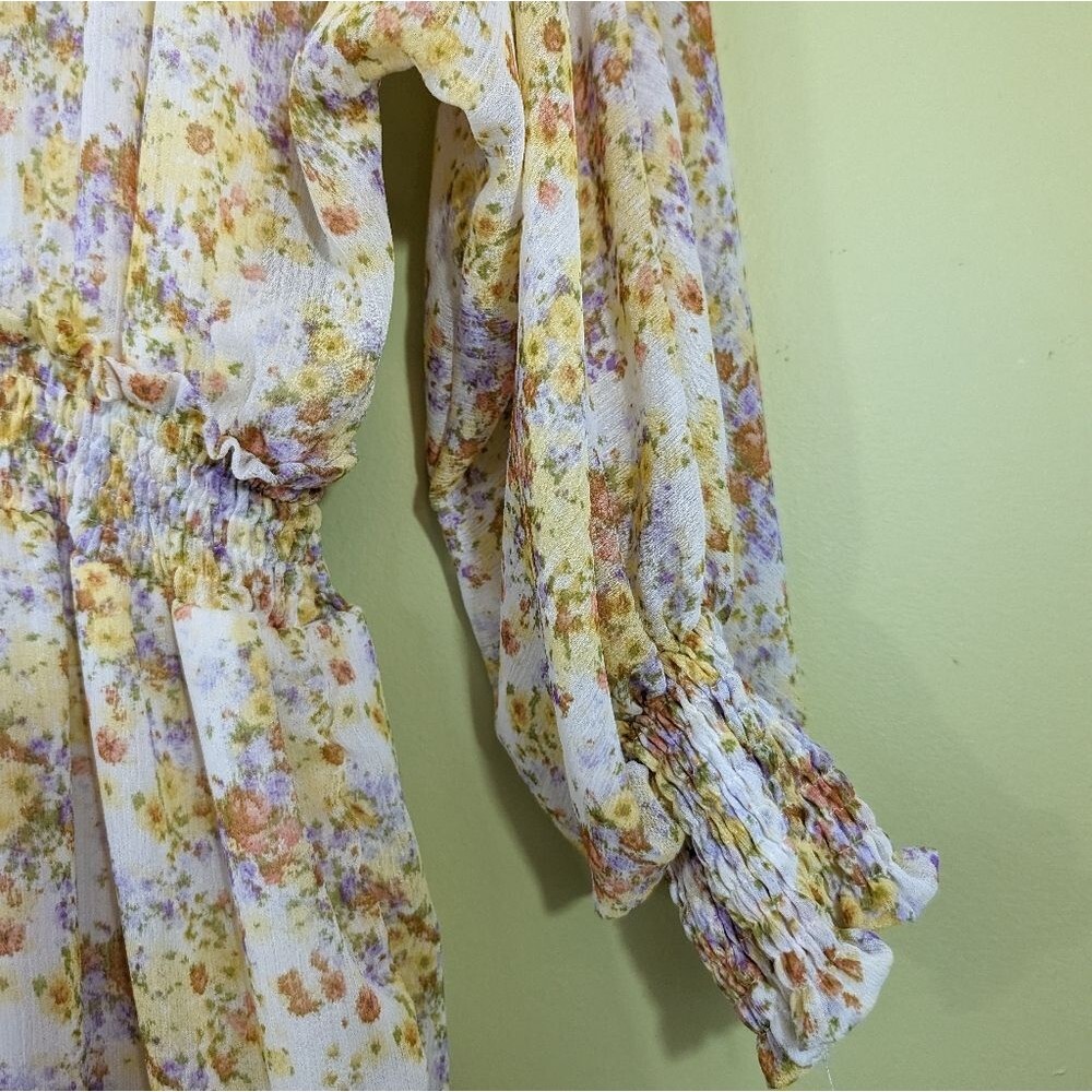 Karlie dress sheer tiered floral spring long sleeve mini S - Picture 6 of 9